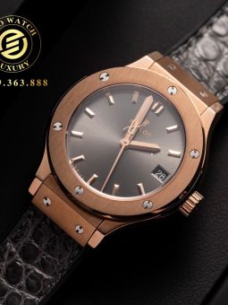 Đồng Hồ: Hublot Classic Fusion 33mm King Gold Mặt Gray Chải Tia