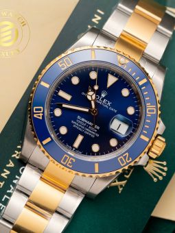 Đồng Hồ: Rolex Submarier 40mm demi gold mặt số xanh navy rep 1:1 