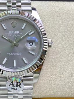 Đồng Hồ Rolex Datejust 126334 41mm Vỏ Trắng Mặt Xám Chải Tia Bản Rep 1:1