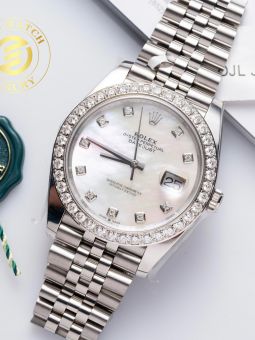 Đồng Hồ Rolex Datejust 126334 41mm Mặt Mop Độ Viền Moissanite Rep 1:1