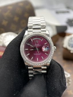 ĐỒNG HỒ KIM CƯƠNG ROLEX DAY-DATE CHERY DIAL 36MM REPLICA SWISS 1:1