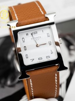 Đồng Hồ: Hermès HeuerH Petite 26MM Viền Trơn Mặt Trắng Rep 1:1