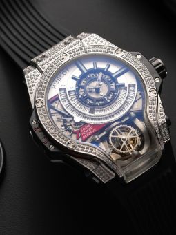 Đồng Hồ: Hublot BigBang MP-09 Tourbillon Bi-Axis 909.NX.1120.RX Vỏ Đính Đá Rep 1:1