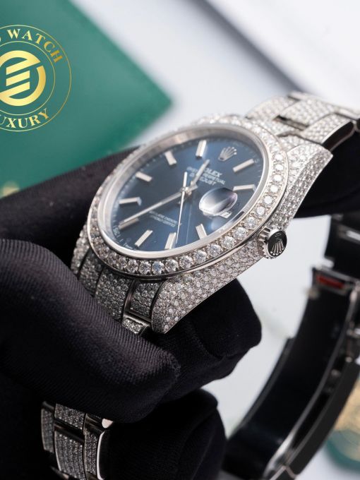 Đồng Hồ Rolex Datejust 126334 41mm Mặt Số Blue Độ Full Vỏ Moissanite Hong Kong Rep 1:1 