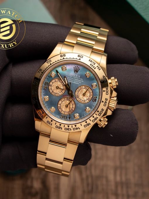 Đồng Hồ: Rolex Daytona 40mm mạ vàng hồng mặt số xà cừ tím rep 1:1