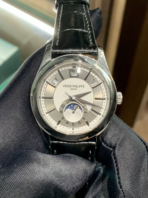 Đồng Hồ Patek Philippe Moonphase 5205 Vỏ Trắng Mặt Trắng Rep 1:1