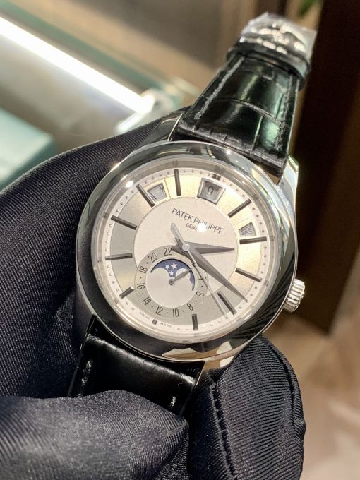 Đồng Hồ Patek Philippe Moonphase 5205 Vỏ Trắng Mặt Trắng Rep 1:1