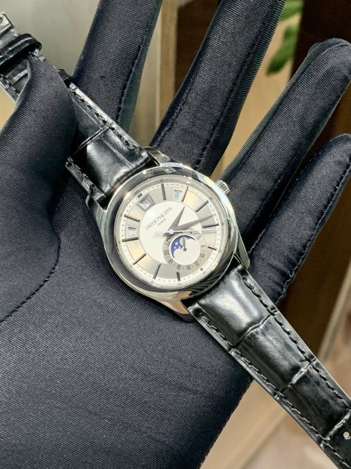 Đồng Hồ Patek Philippe Moonphase 5205 Vỏ Trắng Mặt Trắng Rep 1:1