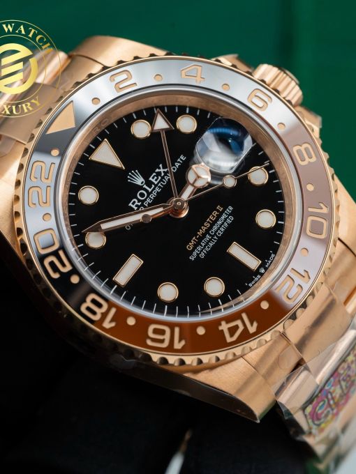 Đồng Hồ: Rolex GMT - Master II Everose Gold Root Beer 126715CHNR Rep 1:1