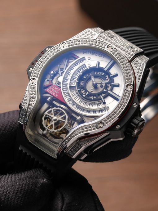 Đồng Hồ: Hublot BigBang MP-09 Tourbillon Bi-Axis 909.NX.1120.RX Vỏ Đính Đá Rep 1:1