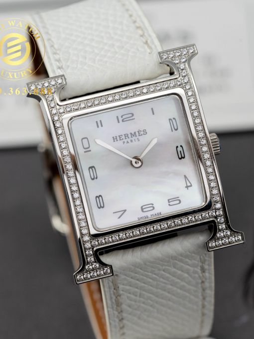 Đồng Hồ: Hermes H Hour Ladies 26MM Vỏ trắng Mặt Trắng Likeauth 1:1