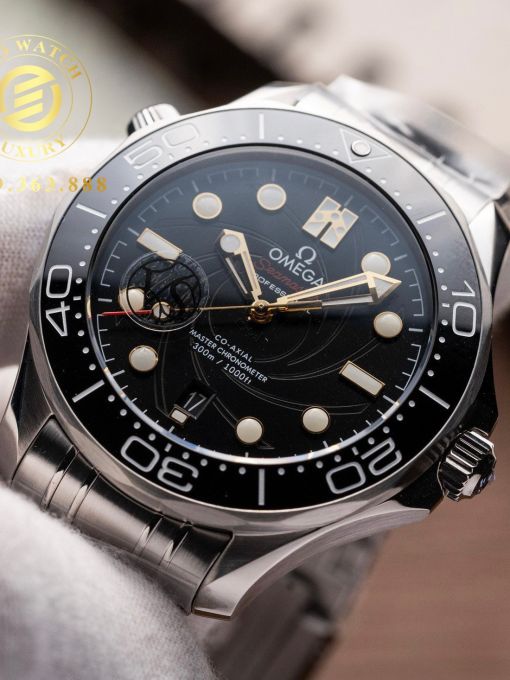 Đồng Hồ: Omega Seamaster James Bond 007 42MM Niềng Ceramic Mặt Đen Kèm Dây Cao Su Rep 1:1