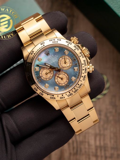 Đồng Hồ: Rolex Daytona 40mm mạ vàng hồng mặt số xà cừ tím rep 1:1