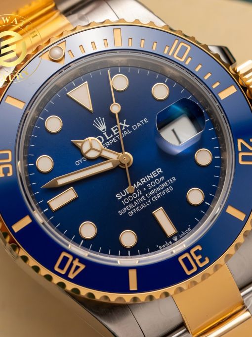 Đồng Hồ: Rolex Submarier 40mm demi gold mặt số xanh navy rep 1:1 