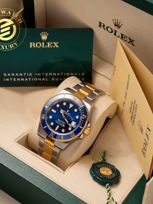 Đồng Hồ: Rolex Submarier 40mm demi gold mặt số xanh navy rep 1:1 