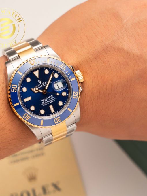 Đồng Hồ: Rolex Submarier 40mm demi gold mặt số xanh navy rep 1:1 