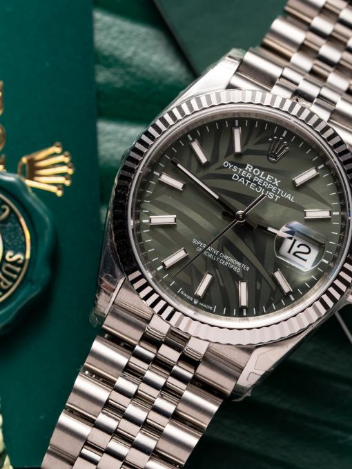 Đồng Hồ: Rolex Datejust 126234 36mm Mặt Số Lá Cọ 