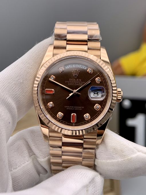 Đồng Hồ Rolex Day-date 36mm Vàng Hồng 18k Máy Cơ Thụy SĨ ETA 2836 Replica 1:1  