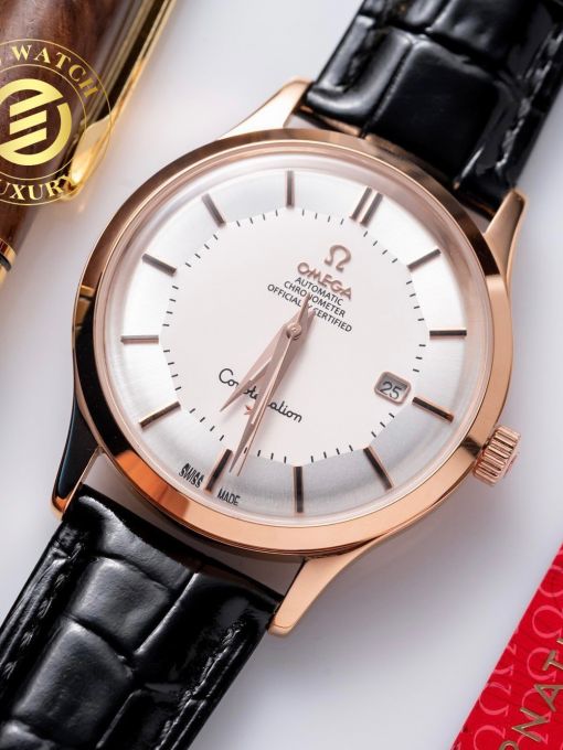 Đồng Hồ Omega Coxial Mạ Vàng 40mm Mặt Trắng Rep 1:1