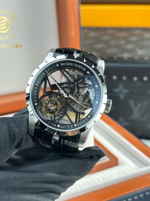 Đồng Hồ: Roger Dubuis Excalibur Skeleton Fly Tourbillon 44mm Rep 1:1 Vỏ Thép