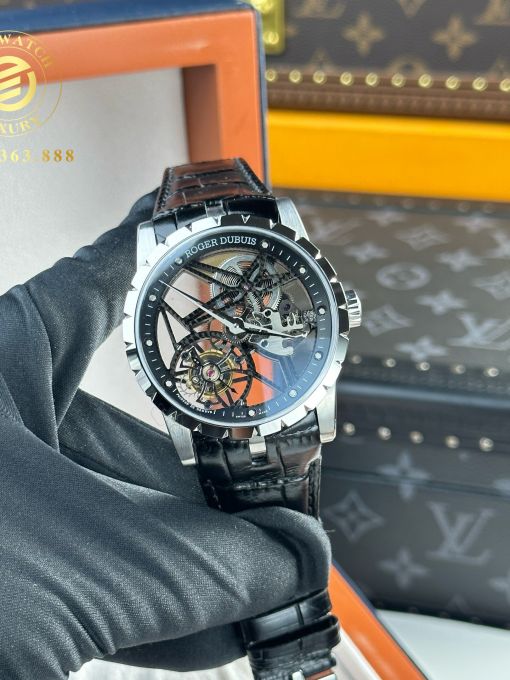 Đồng Hồ: Roger Dubuis Excalibur Skeleton Fly Tourbillon 44mm Rep 1:1 Vỏ Thép