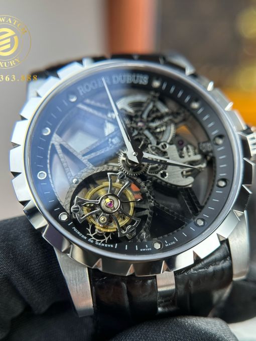 Đồng Hồ: Roger Dubuis Excalibur Skeleton Fly Tourbillon 44mm Rep 1:1 Vỏ Thép