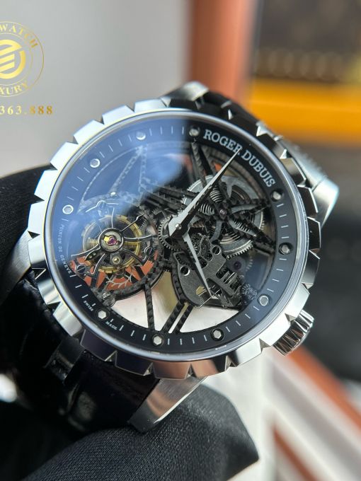 Đồng Hồ: Roger Dubuis Excalibur Skeleton Fly Tourbillon 44mm Rep 1:1 Vỏ Thép