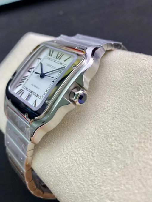 Đồng Hồ Cartier Santos 39.8mm Vỏ Trắng Mặt Số Trắng Cọc La Mã