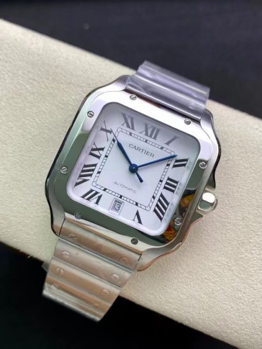 Đồng Hồ Cartier Santos 39.8mm Vỏ Trắng Mặt Số Trắng Cọc La Mã