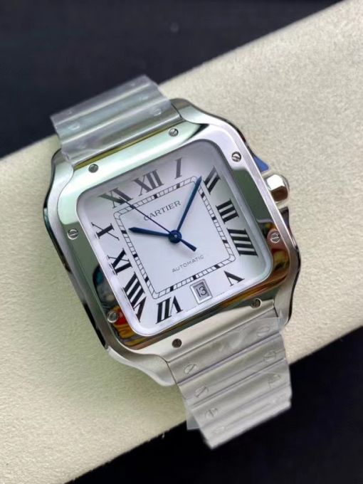 Đồng Hồ Cartier Santos 39.8mm Vỏ Trắng Mặt Số Trắng Cọc La Mã