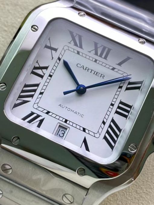 Đồng Hồ Cartier Santos 39.8mm Vỏ Trắng Mặt Số Trắng Cọc La Mã