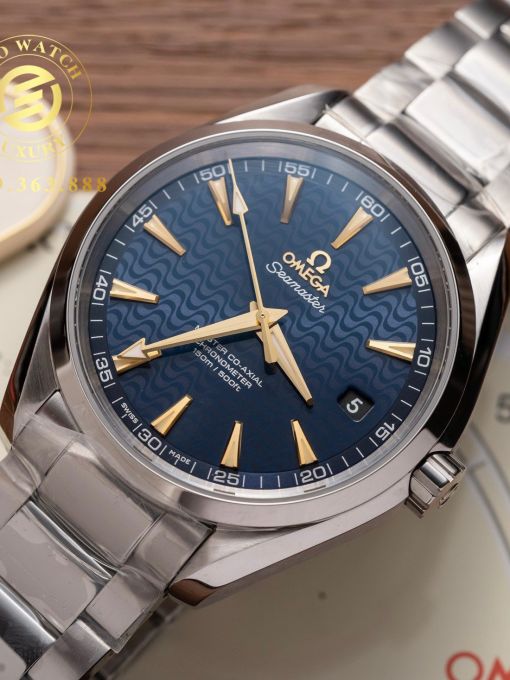 Đồng Hồ: Omega Seamaster Aqua-Terra 41MM Vỏ Trắng Mặt Xanh Navy Vân Sóng VS Factory Rep 1:1