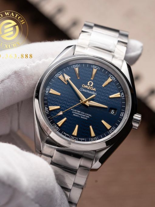 Đồng Hồ: Omega Seamaster Aqua-Terra 41MM Vỏ Trắng Mặt Xanh Navy Vân Sóng VS Factory Rep 1:1