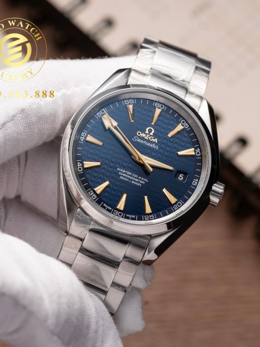 Đồng Hồ: Omega Seamaster Aqua-Terra 41MM Vỏ Trắng Mặt Xanh Navy Vân Sóng VS Factory Rep 1:1