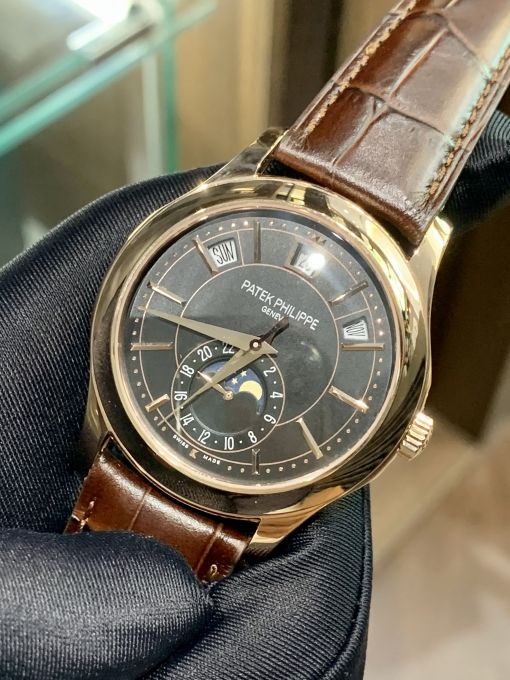 Đồng Hồ Patek philippe 5205r Rose Gold Mặt Số Đen Mạ Vàng Rep 1:1