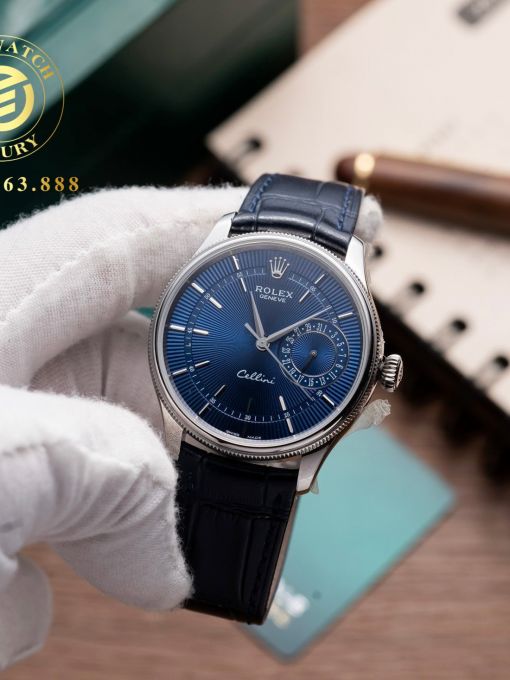 Đồng Hồ: Rolex Cellini 39mm Mặt Xanh Blue Vỏ Trắng Rep 1:1