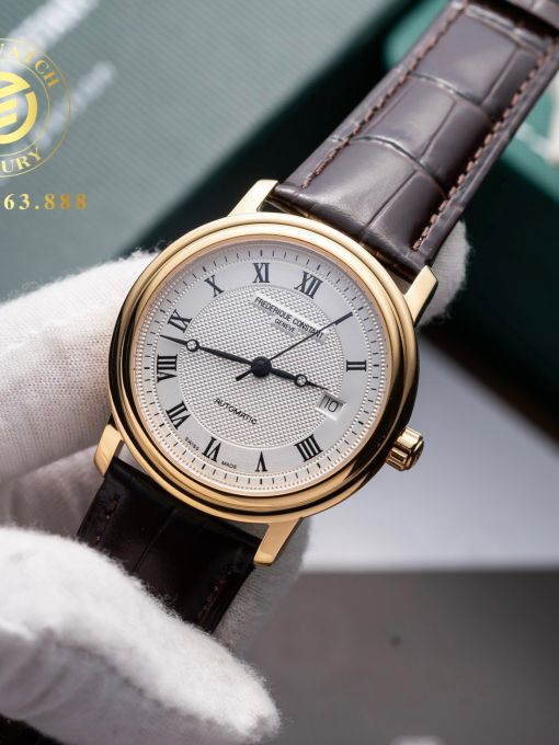 Đồng Hồ: Frederique Constant FC-303M4P5 38mm Vỏ Vàng Mặt Trắng Cọc Số La Mã Đen 