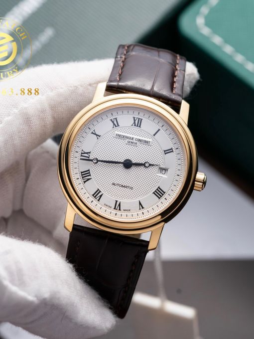 Đồng Hồ: Frederique Constant FC-303M4P5 38mm Vỏ Vàng Mặt Trắng Cọc Số La Mã Đen 