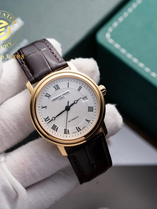 Đồng Hồ: Frederique Constant FC-303M4P5 38mm Vỏ Vàng Mặt Trắng Cọc Số La Mã Đen 