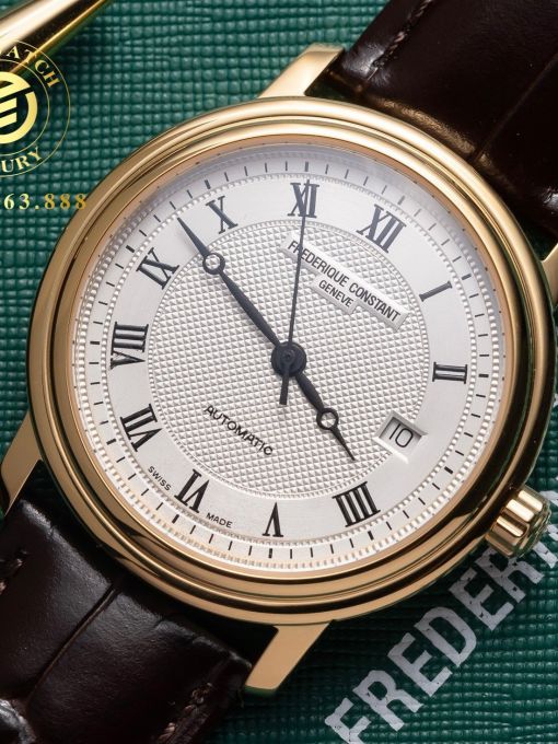 Đồng Hồ: Frederique Constant FC-303M4P5 38mm Vỏ Vàng Mặt Trắng Cọc Số La Mã Đen 