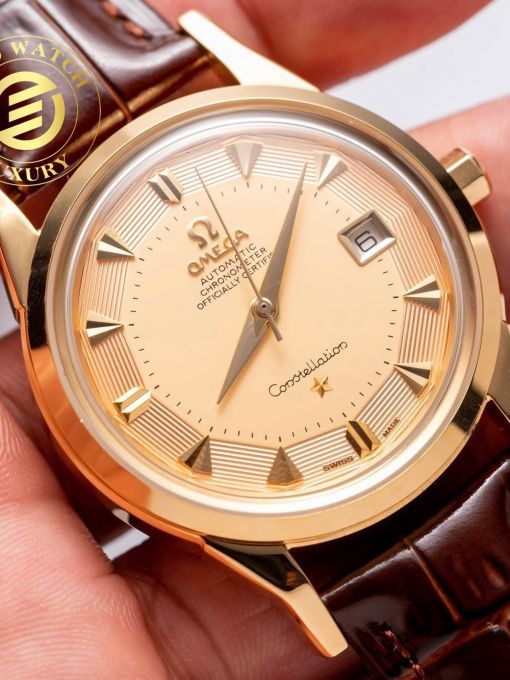 Đồng Hồ Omega Bát Quái 38mm Mạ Vàng No Date Rep 1:1