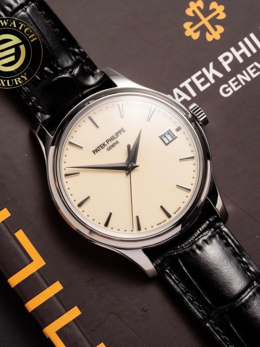 Đồng Hồ Patek Philippe Calatrava 5227 39mm Vỏ Trắng Mặt Số Trắng Sữa Đáy Cậy Rep 1:1 