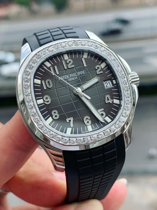 Đồng HỒ NAM Patek Philippe Aquanuat Black  5167 LIKE AUTH KM Factory 1:1 40.5mm Niềng Kim Cương Nhân Tạo  