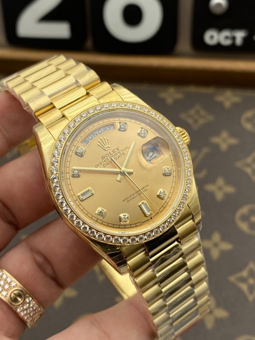 Đồng HỒ Rolex Day-Date 36mm Mạ Vàng Yellow Gold Rep 1:1