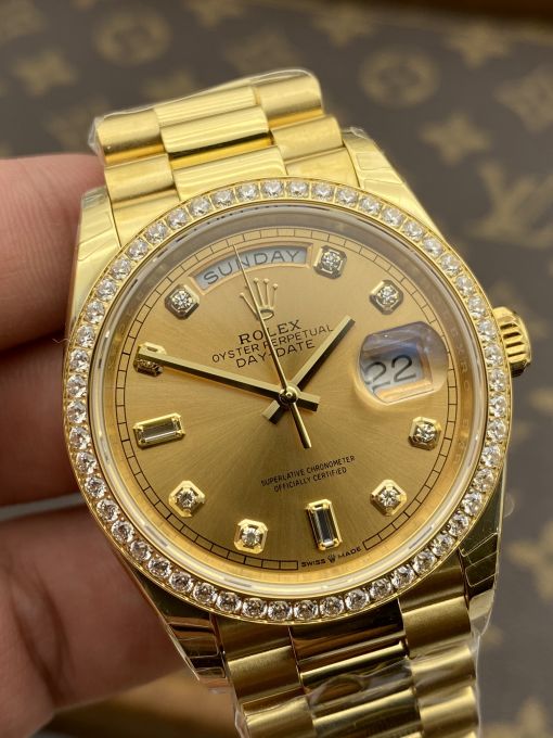 Đồng HỒ Rolex Day-Date 36mm Mạ Vàng Yellow Gold Rep 1:1