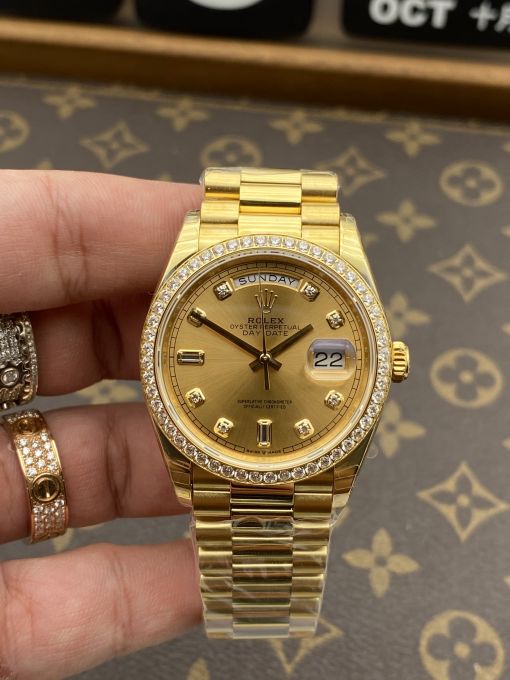 Đồng HỒ Rolex Day-Date 36mm Mạ Vàng Yellow Gold Rep 1:1