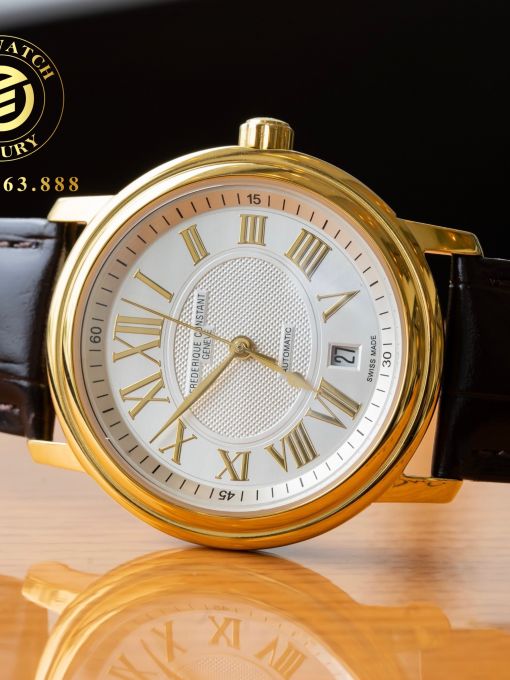 Đồng Hồ: Frederique Constant FC-303M4P5 38mm Vỏ Vàng Mặt Trắng Cọc Số La Mã Like Auth