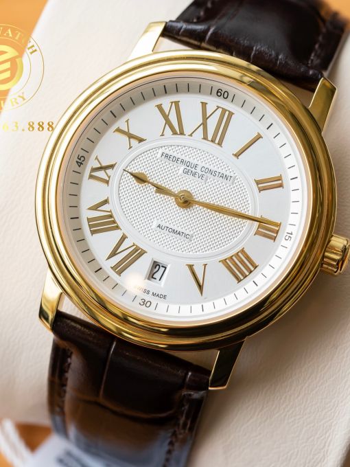 Đồng Hồ: Frederique Constant FC-303M4P5 38mm Vỏ Vàng Mặt Trắng Cọc Số La Mã Like Auth