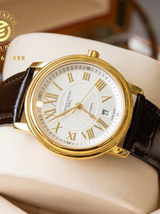 Đồng Hồ: Frederique Constant FC-303M4P5 38mm Vỏ Vàng Mặt Trắng Cọc Số La Mã Like Auth