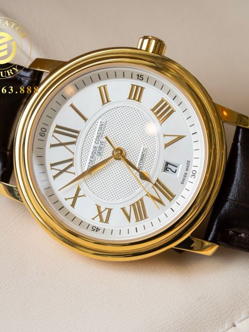 Đồng Hồ: Frederique Constant FC-303M4P5 38mm Vỏ Vàng Mặt Trắng Cọc Số La Mã Like Auth